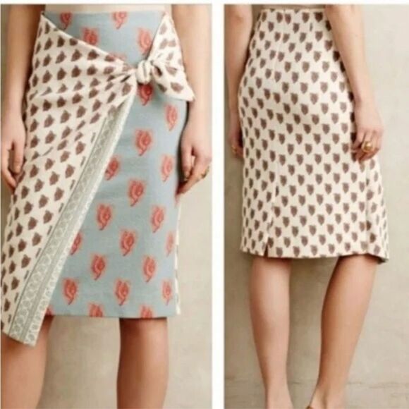 MAEVE ANTHROPOLOGIE FAUX WRAP PENCIL SKIRT - Picture 1 of 6